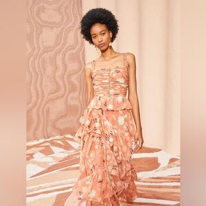 Ulla Johnson Floral Peach Maxi Dress